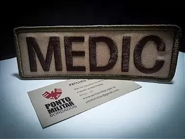Patch Emblema Tarja MEDIC Bordado com Velcro