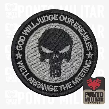 Patch Emblema Justiceiro Deus vai julgar nossos inimigos Bordado com Velcro