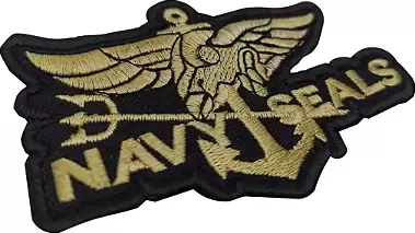 Patch Emblema Navy Seals Preto e Dourado Bordado com Velcro